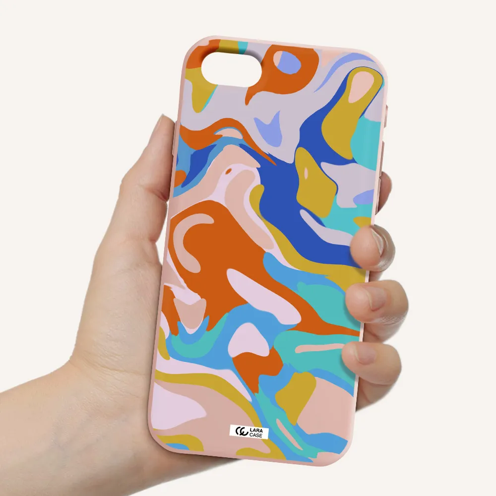 a colorful background with different colors Apple iPhone se 2020 Silicone pastel pink Case