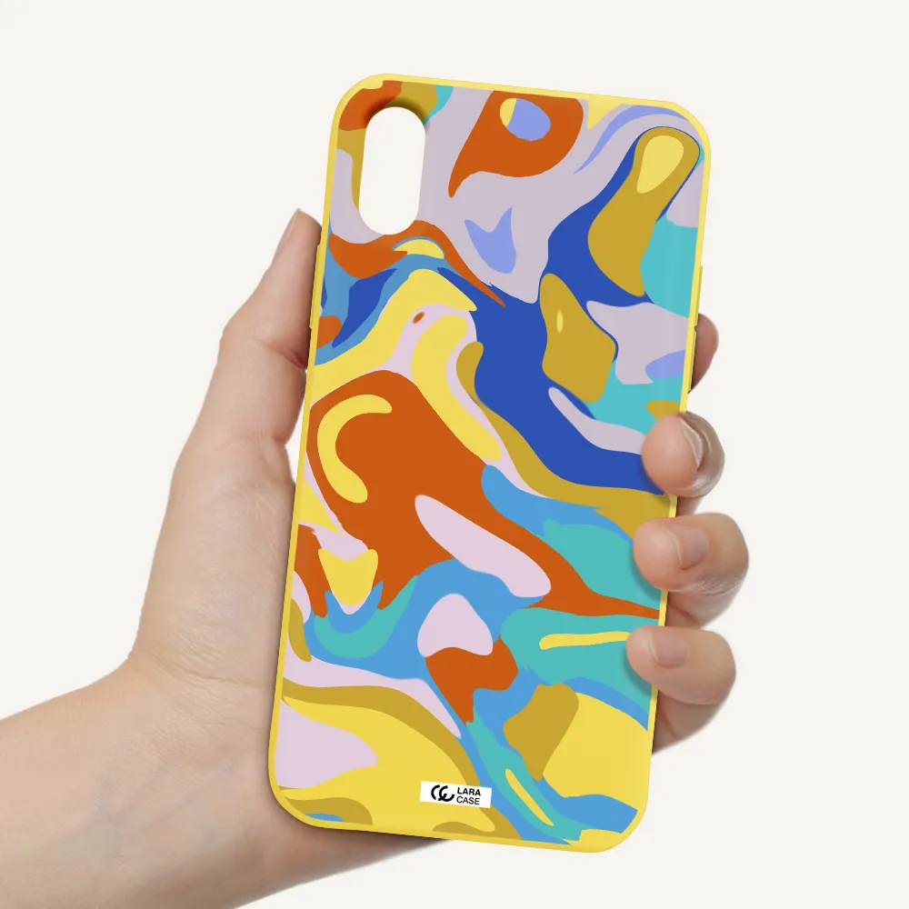 a colorful background with different colors Apple iPhone X Silicone canary yellow Case