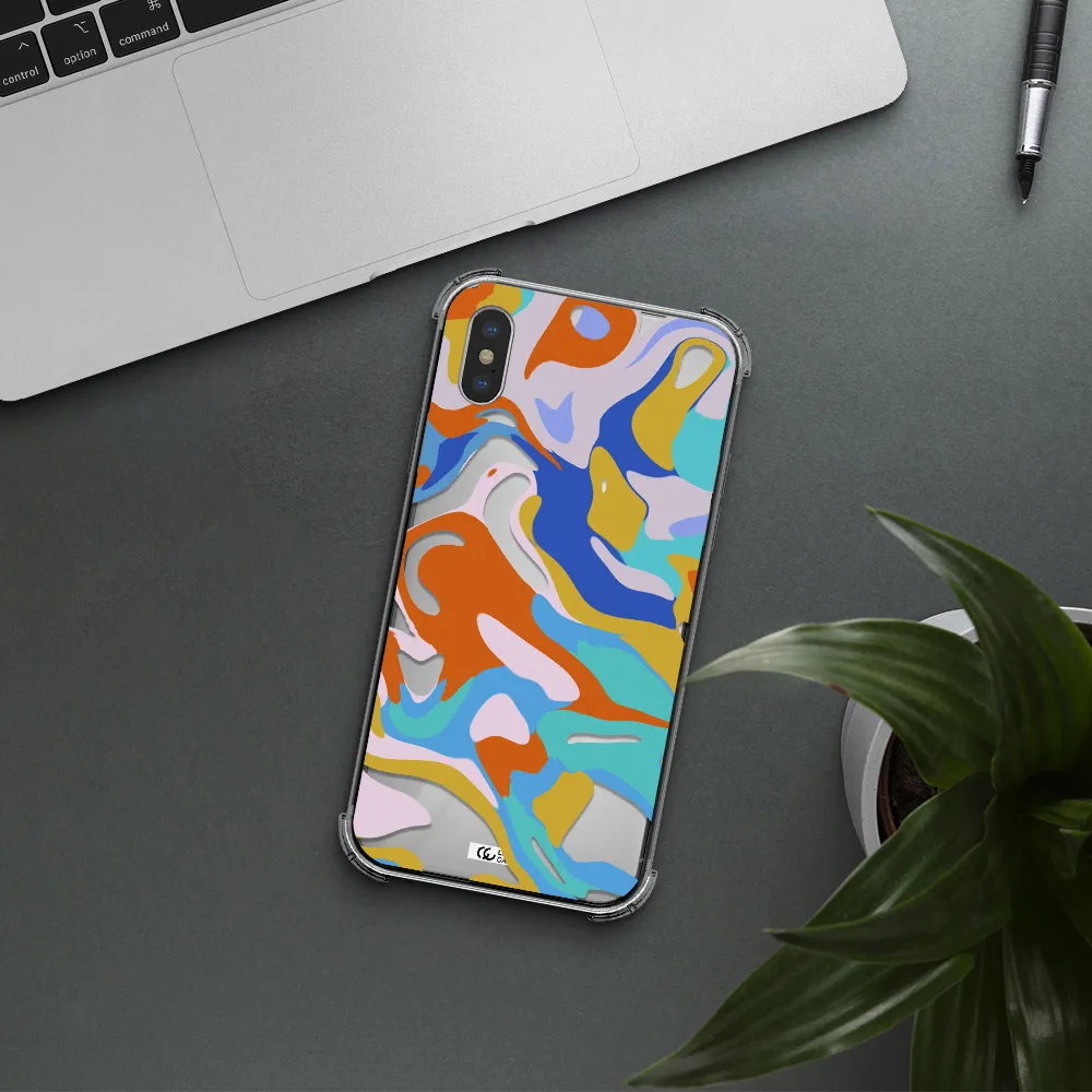 a colorful background with different colors Apple iPhone XS Clear PC Case