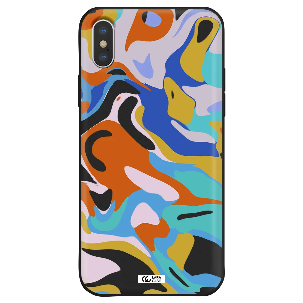 a colorful background with different colors Apple iPhone XS Silicone black Case