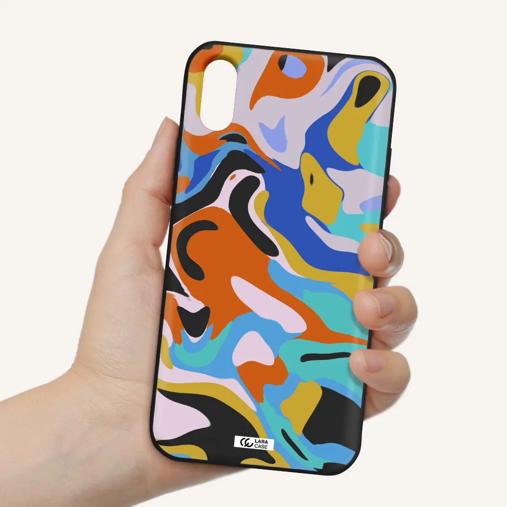a colorful background with different colors Apple iPhone XS Silicone black Case