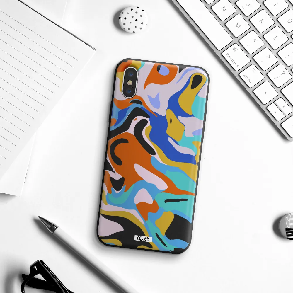 a colorful background with different colors Apple iPhone XS Silicone black Case