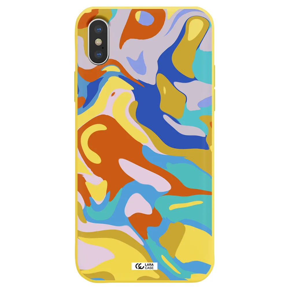 a colorful background with different colors Apple iPhone XS Silicone canary yellow Case