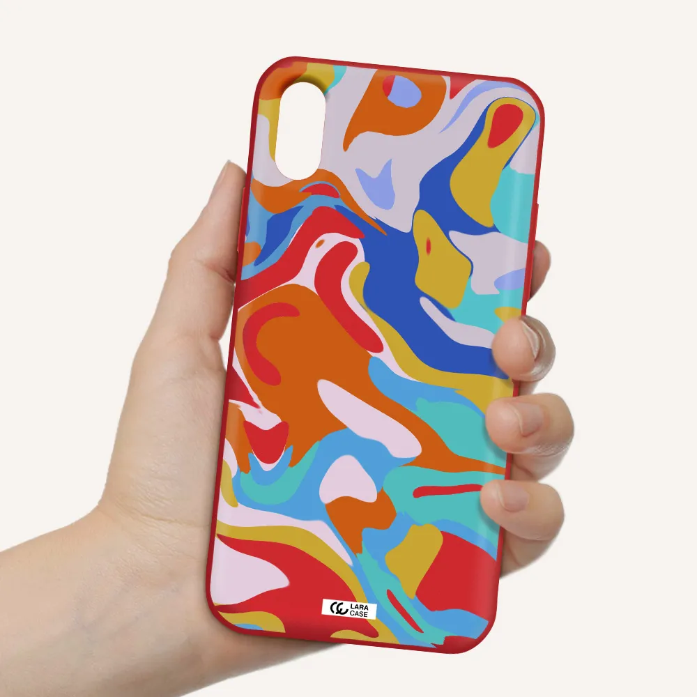 a colorful background with different colors Apple iPhone XS Silicone Imperial Red Case
