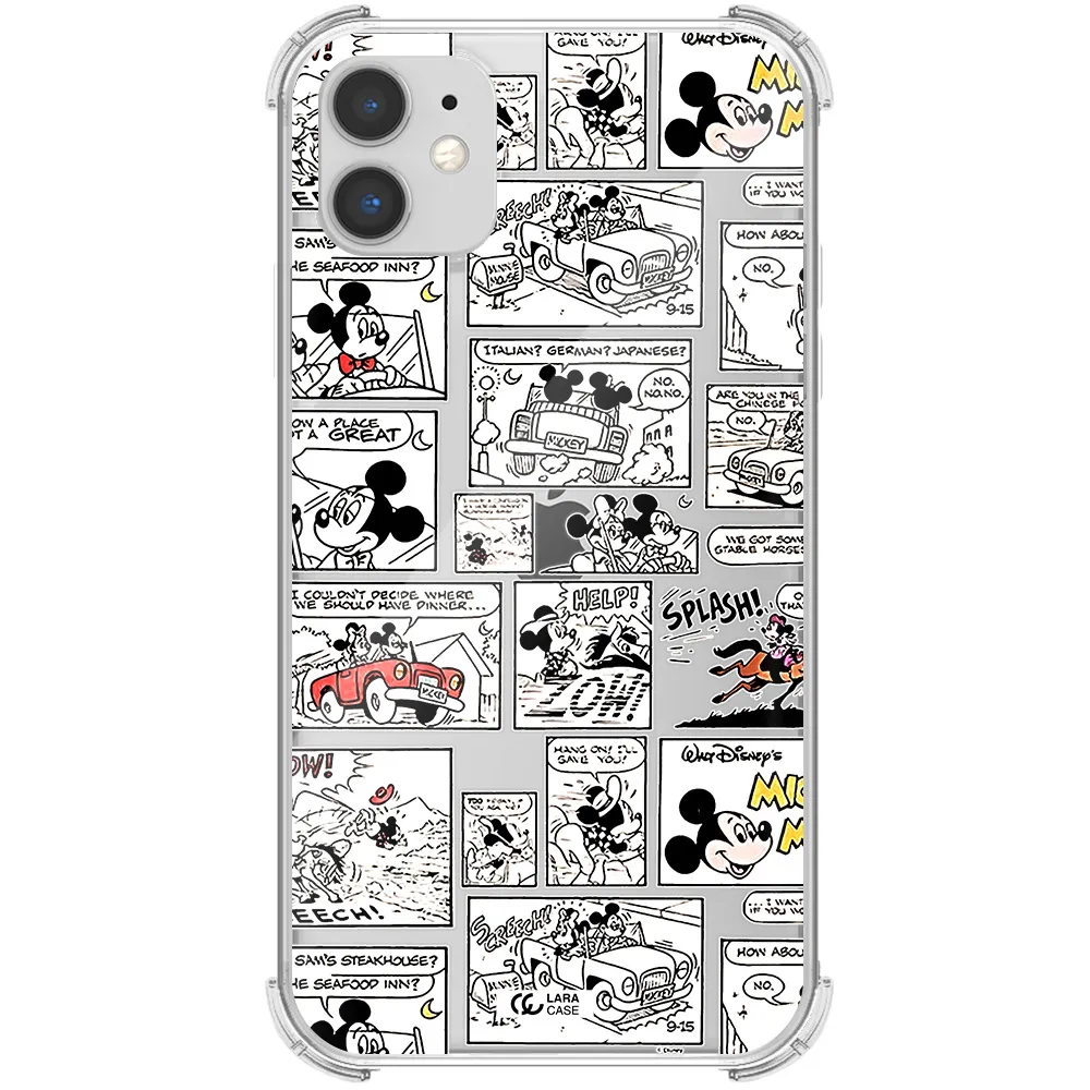 mickey mouse comic strip Apple iPhone 11 Clear PC Case