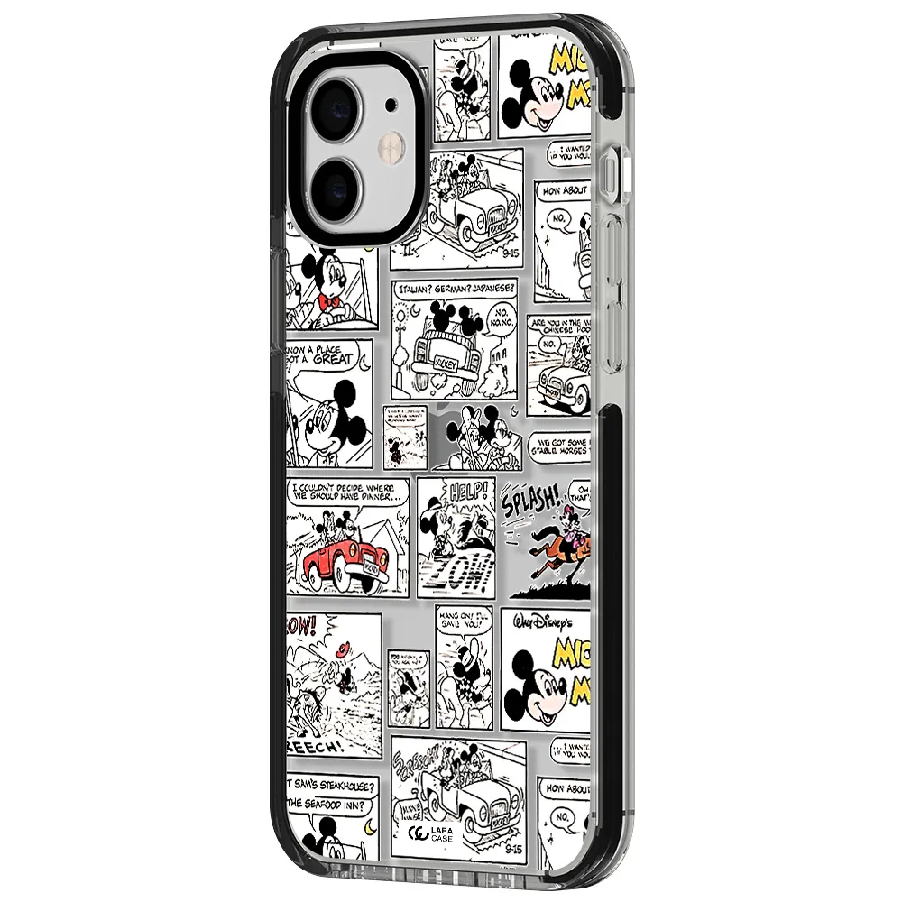 mickey mouse comic strip Apple iPhone 11 impact black border Case