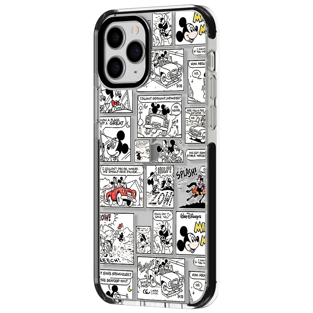 mickey mouse comic strip Apple iPhone 11 pro impact black border Case