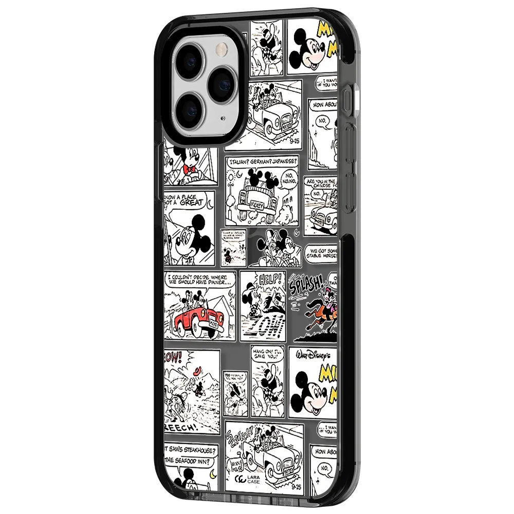 mickey mouse comic strip Apple iPhone 11 pro impact Smoke Black Case