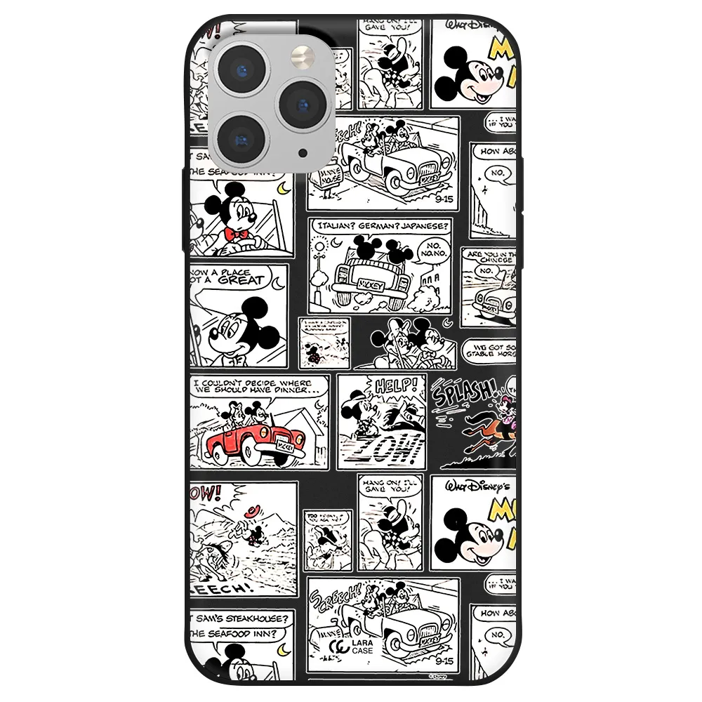 mickey mouse comic strip Apple iPhone 11 pro max Silicone black Case