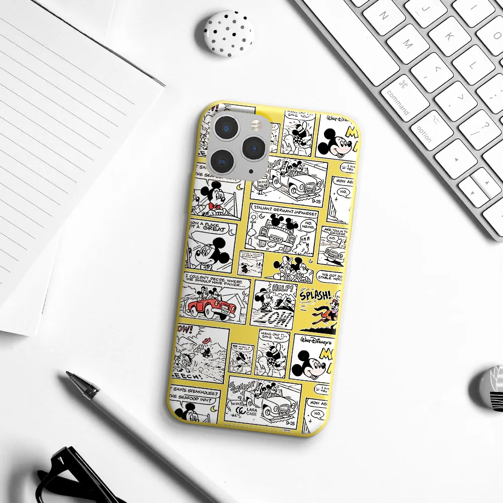 mickey mouse comic strip Apple iPhone 11 pro max Silicone canary yellow Case