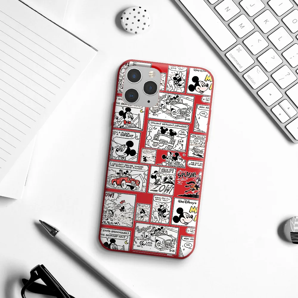 mickey mouse comic strip Apple iPhone 11 pro max Silicone Imperial Red Case