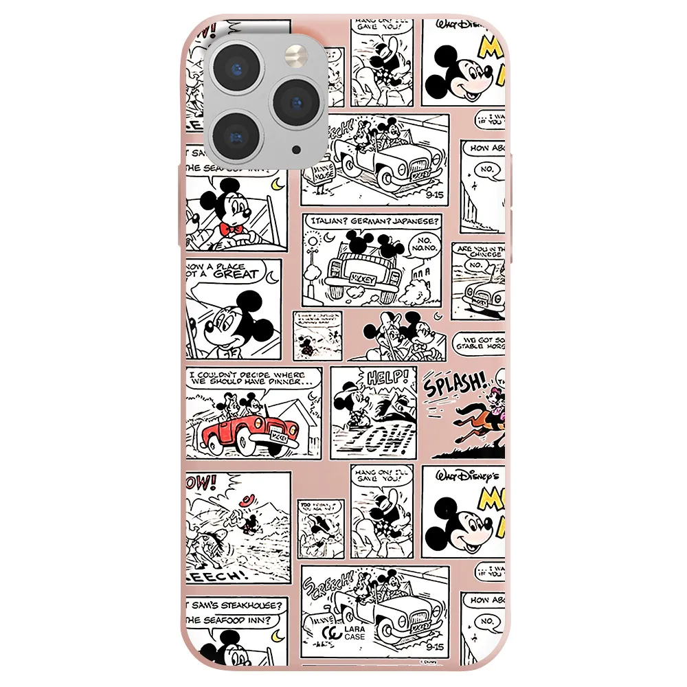 mickey mouse comic strip Apple iPhone 11 pro max Silicone pastel pink Case