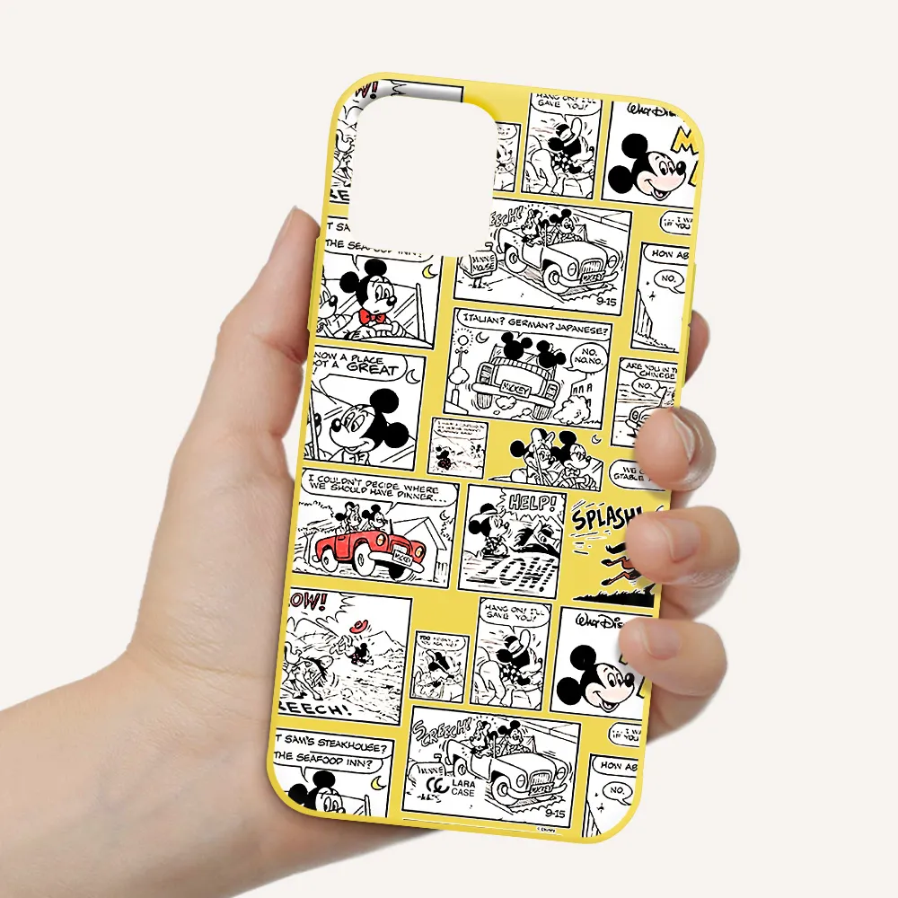 mickey mouse comic strip Apple iPhone 11 pro Silicone canary yellow Case