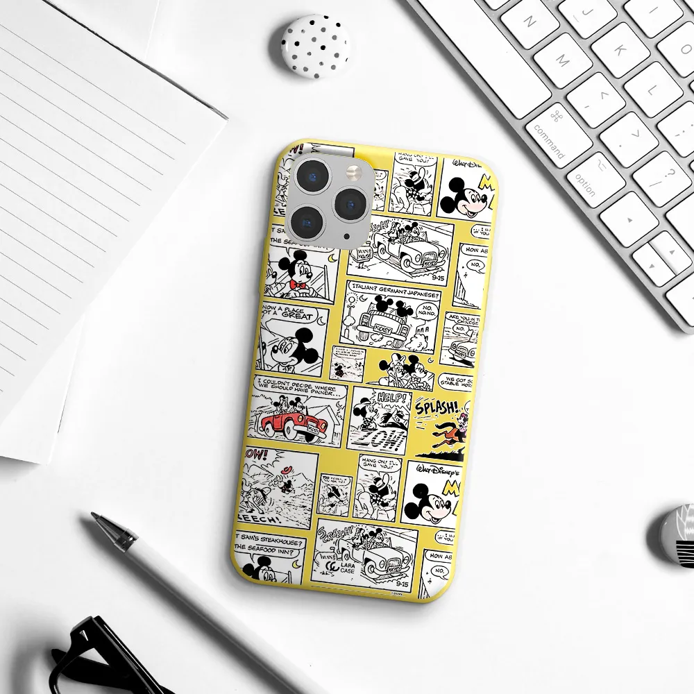 mickey mouse comic strip Apple iPhone 11 pro Silicone canary yellow Case