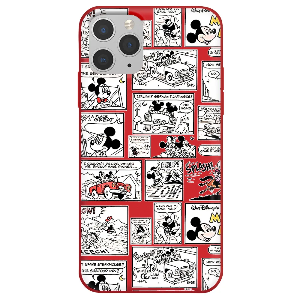 mickey mouse comic strip Apple iPhone 11 pro Silicone Imperial Red Case