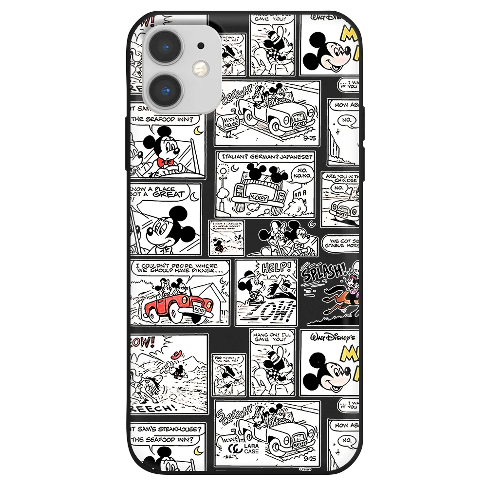 mickey mouse comic strip Apple iPhone 11 Silicone black Case