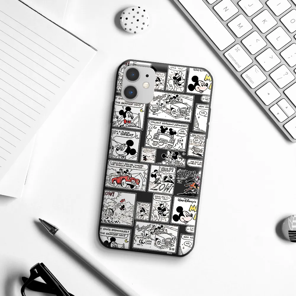mickey mouse comic strip Apple iPhone 11 Silicone black Case