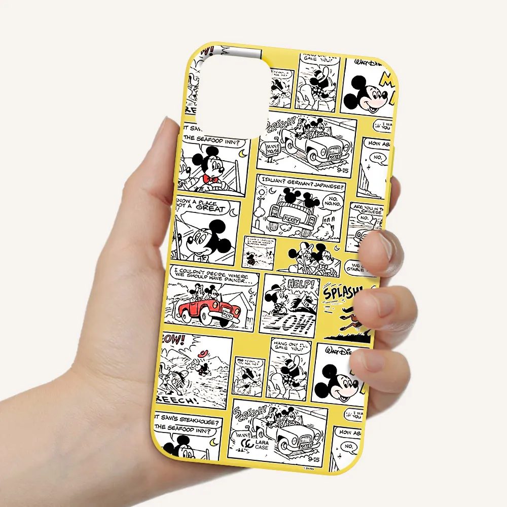 mickey mouse comic strip Apple iPhone 11 Silicone canary yellow Case
