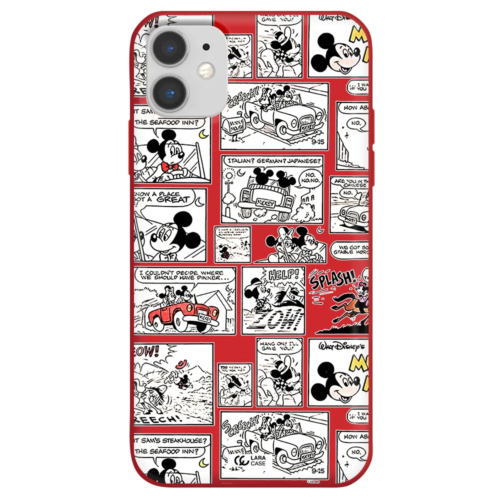 mickey mouse comic strip Apple iPhone 11 Silicone Imperial Red Case