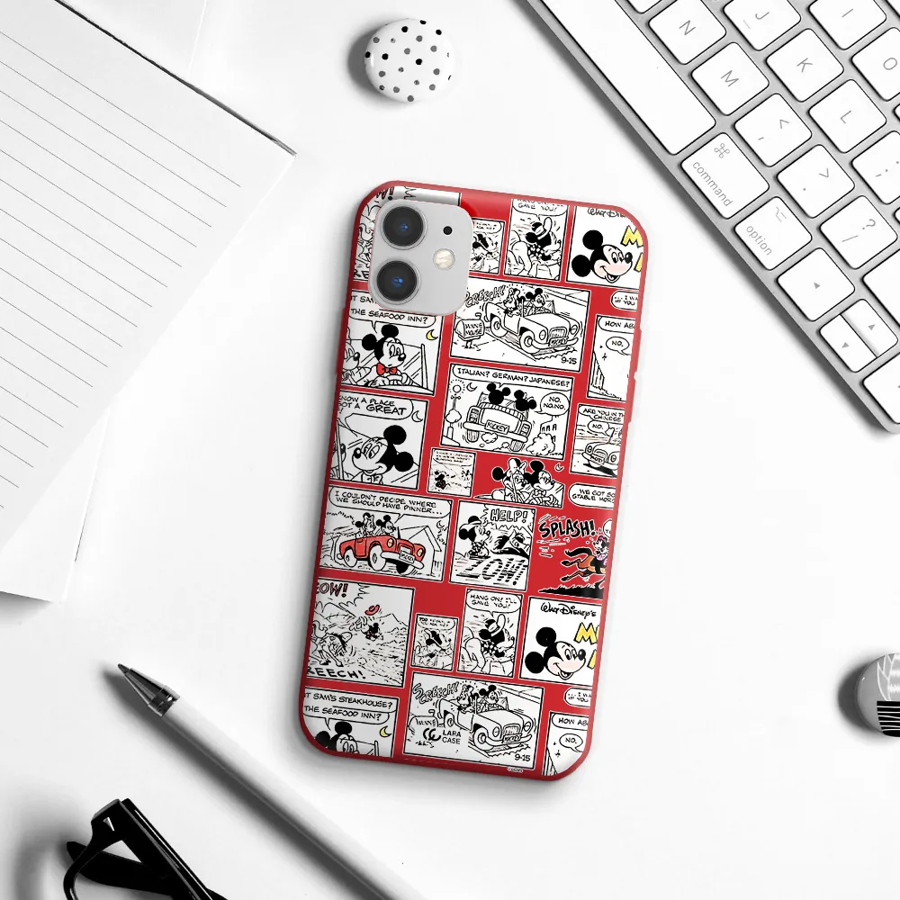 mickey mouse comic strip Apple iPhone 11 Silicone Imperial Red Case