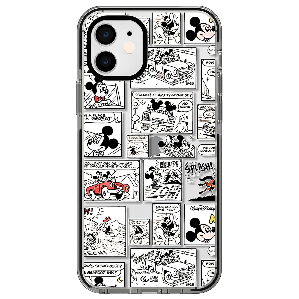mickey mouse comic strip Apple iPhone 12 impact black border Case