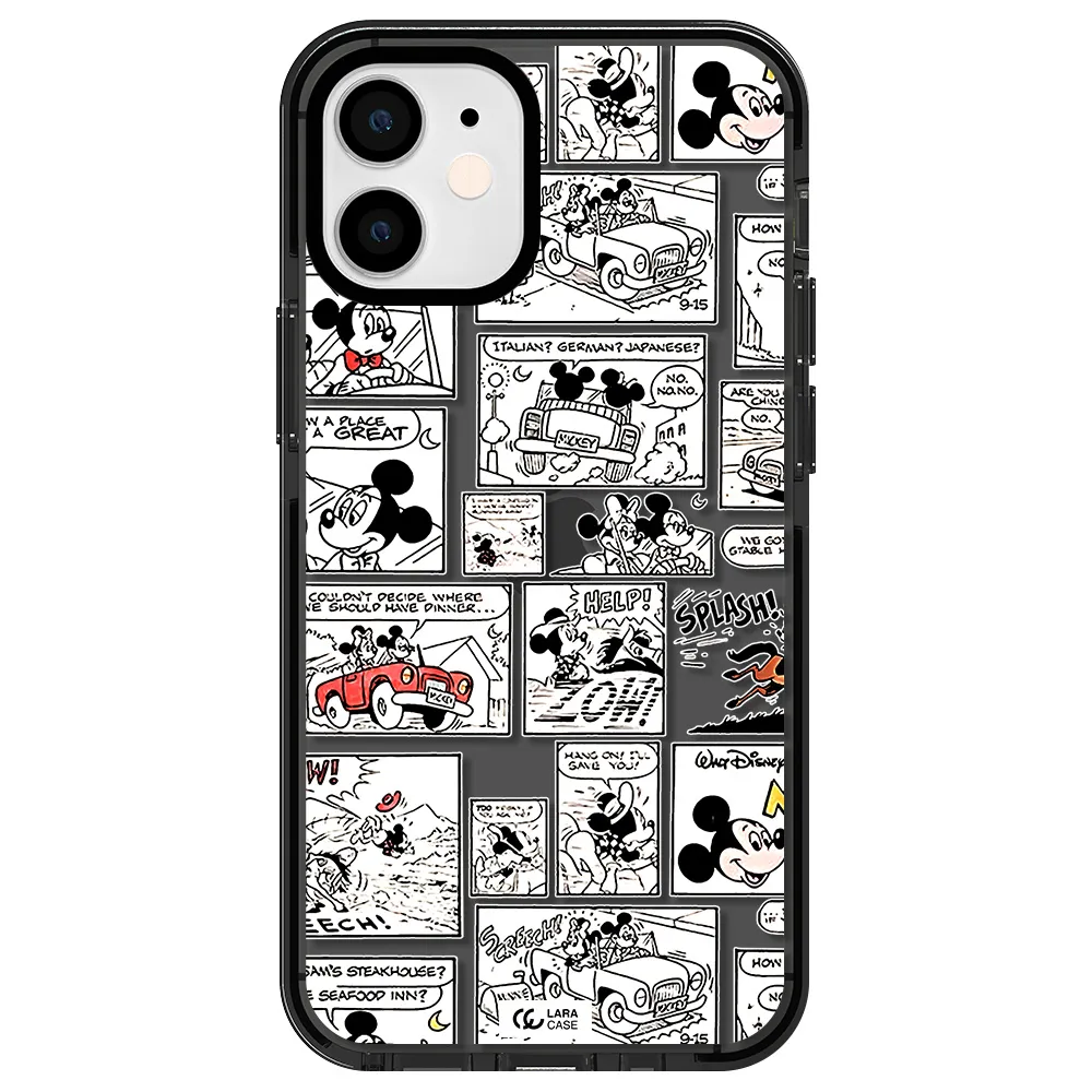 mickey mouse comic strip Apple iPhone 12 mini impact Smoke Black Case
