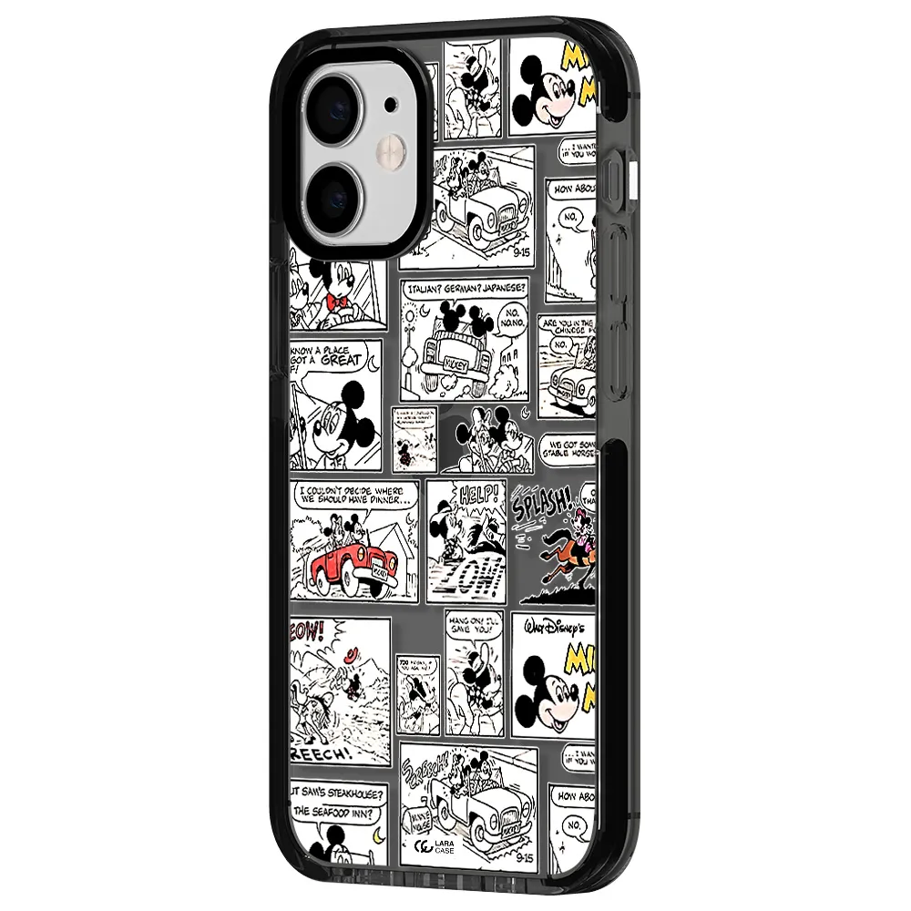 mickey mouse comic strip Apple iPhone 12 mini impact Smoke Black Case