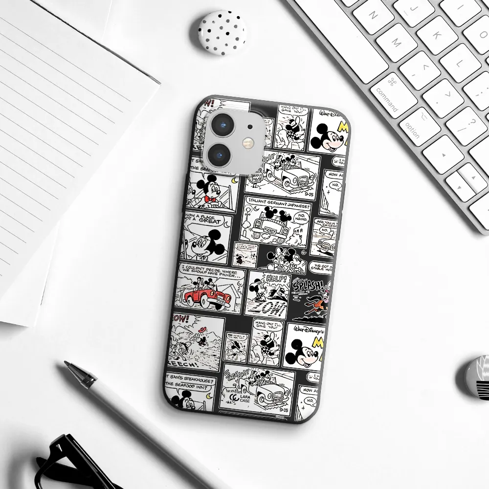 mickey mouse comic strip Apple iPhone 12 mini Silicone black Case
