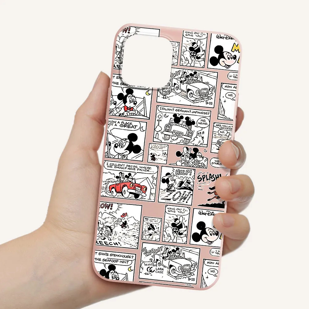mickey mouse comic strip Apple iPhone 12 mini Silicone pastel pink Case
