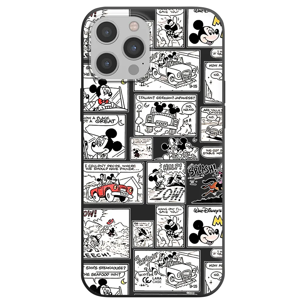 mickey mouse comic strip Apple iPhone 12 pro Silicone black Case