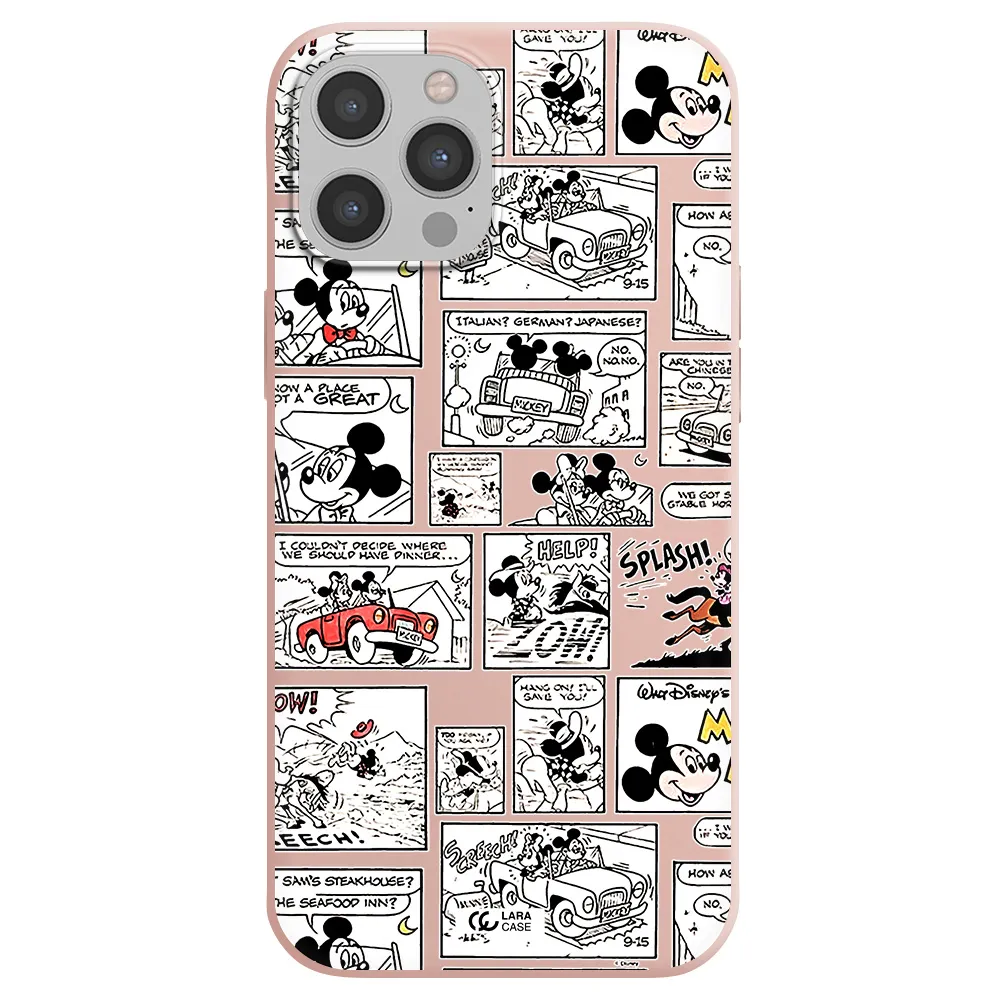 mickey mouse comic strip Apple iPhone 12 pro Silicone pastel pink Case