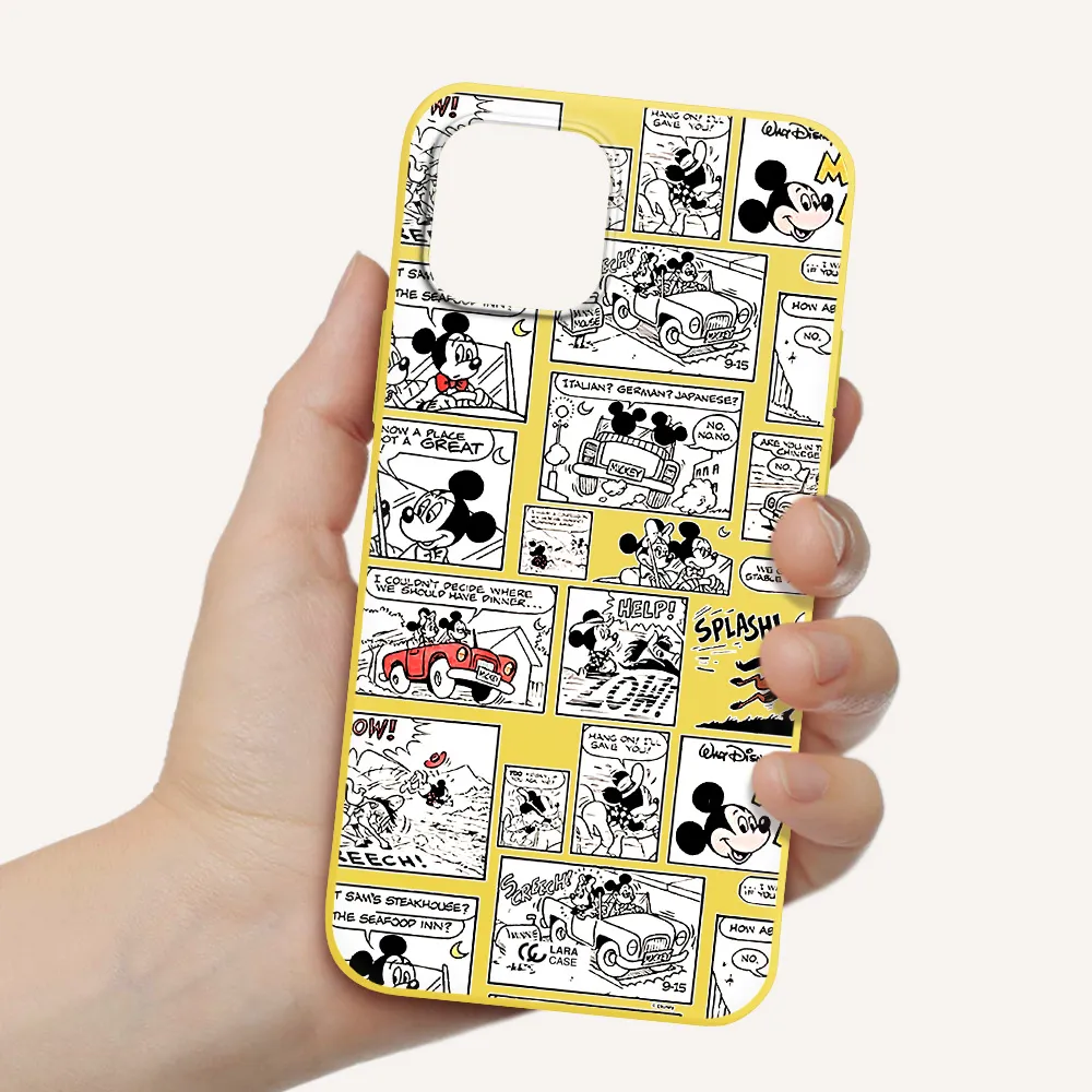 mickey mouse comic strip Apple iPhone 12 Silicone canary yellow Case