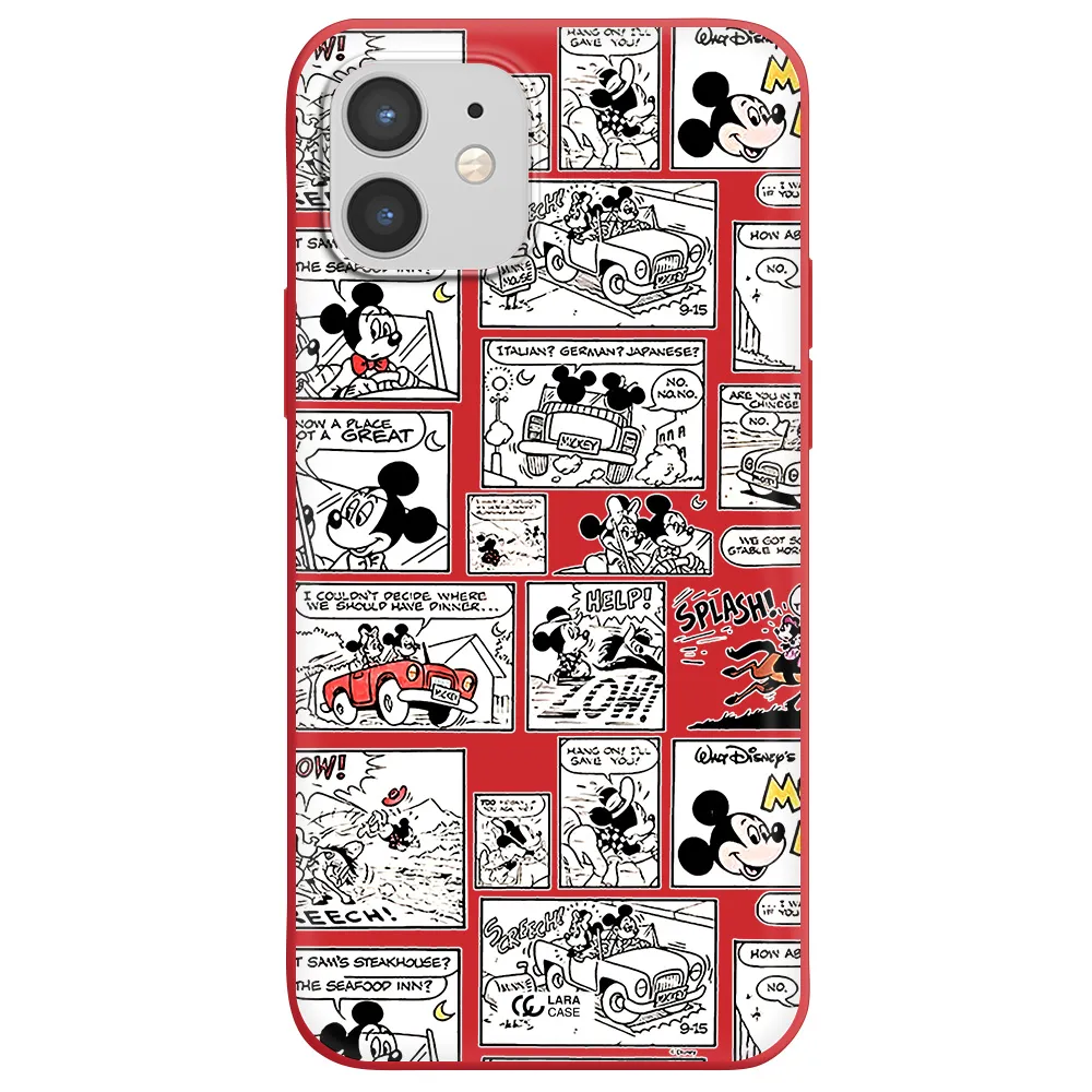 mickey mouse comic strip Apple iPhone 12 Silicone Imperial Red Case