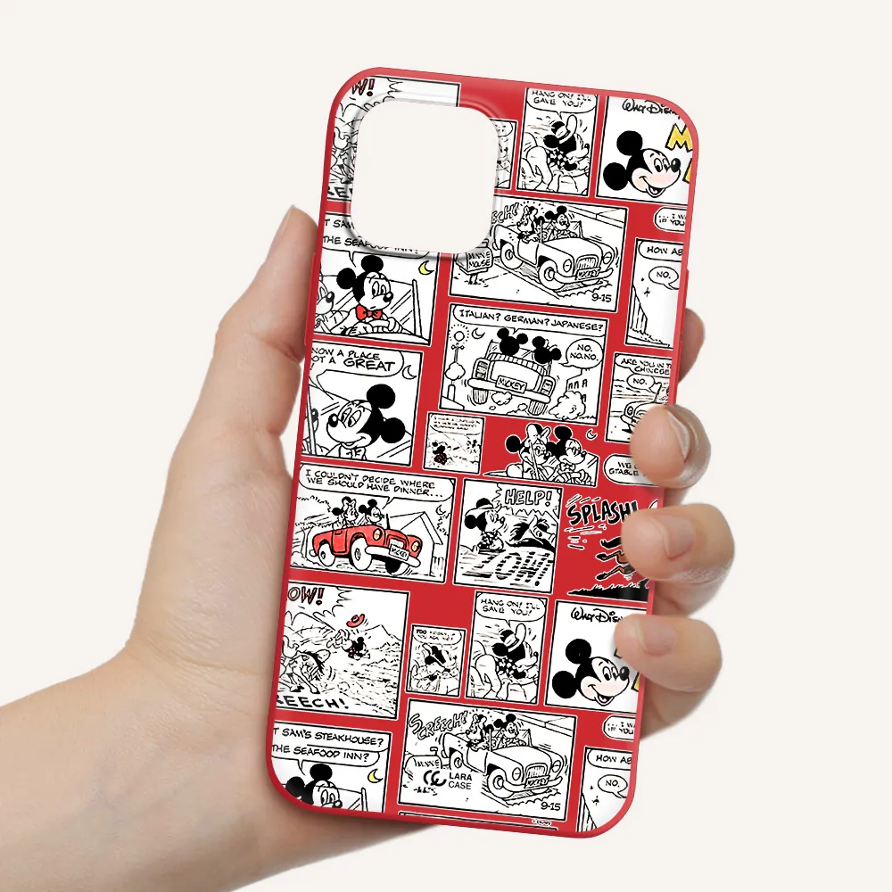 mickey mouse comic strip Apple iPhone 12 Silicone Imperial Red Case