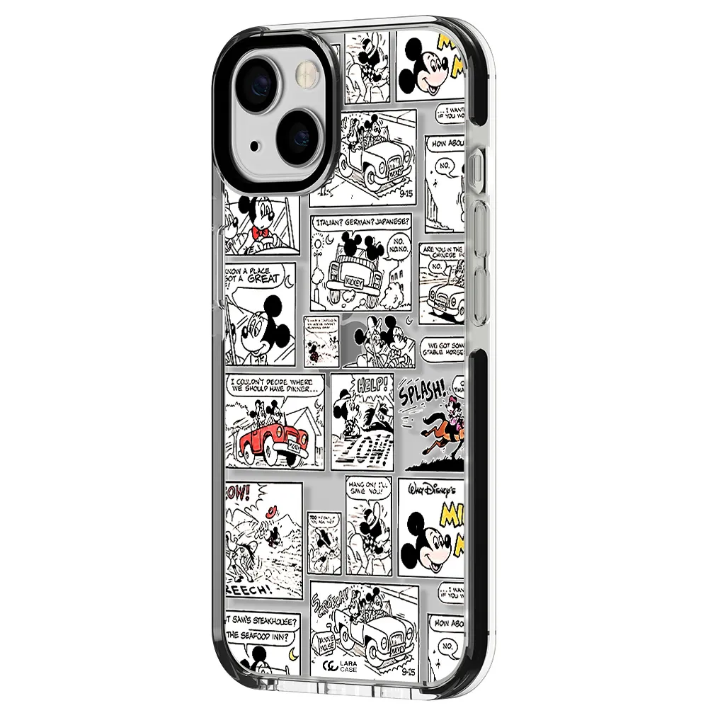 mickey mouse comic strip Apple iPhone 13 impact black border Case