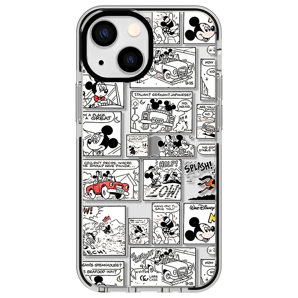 mickey mouse comic strip Apple iPhone 13 mini impact black border Case