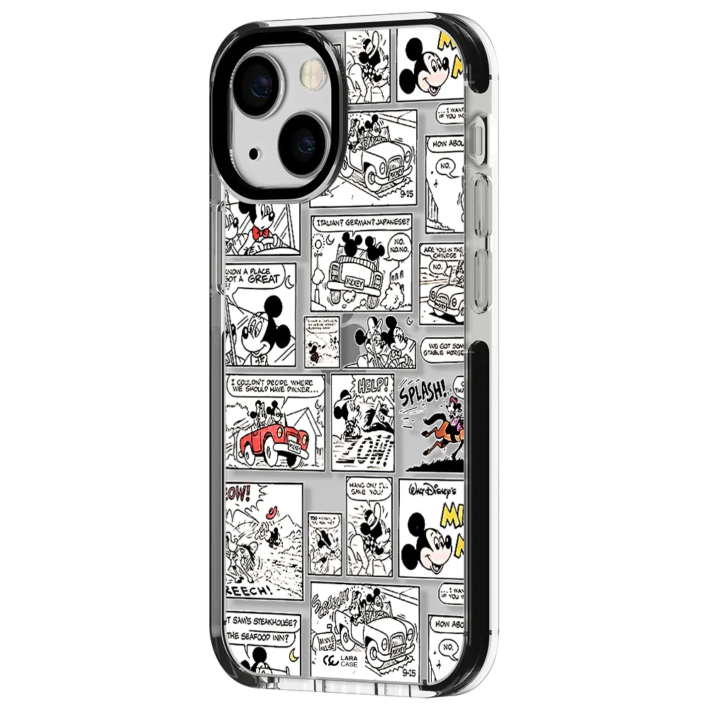 mickey mouse comic strip Apple iPhone 13 mini impact black border Case