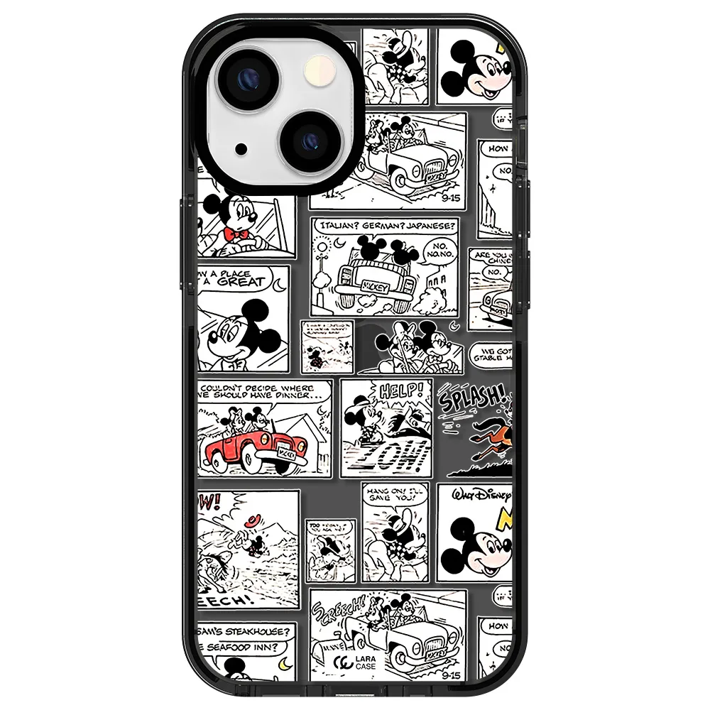 mickey mouse comic strip Apple iPhone 13 mini impact Smoke Black Case