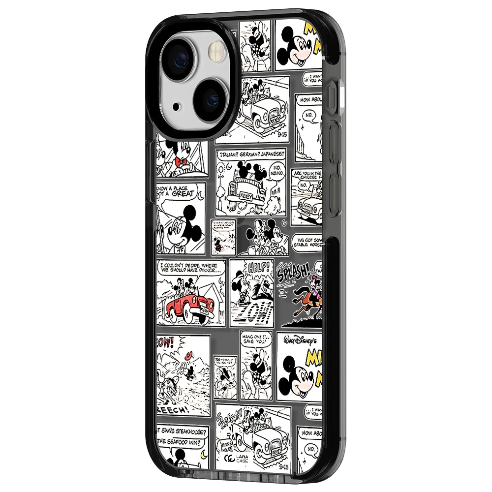 mickey mouse comic strip Apple iPhone 13 mini impact Smoke Black Case