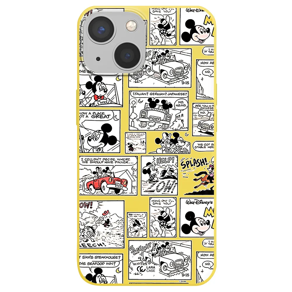 mickey mouse comic strip Apple iPhone 13 mini Silicone canary yellow Case