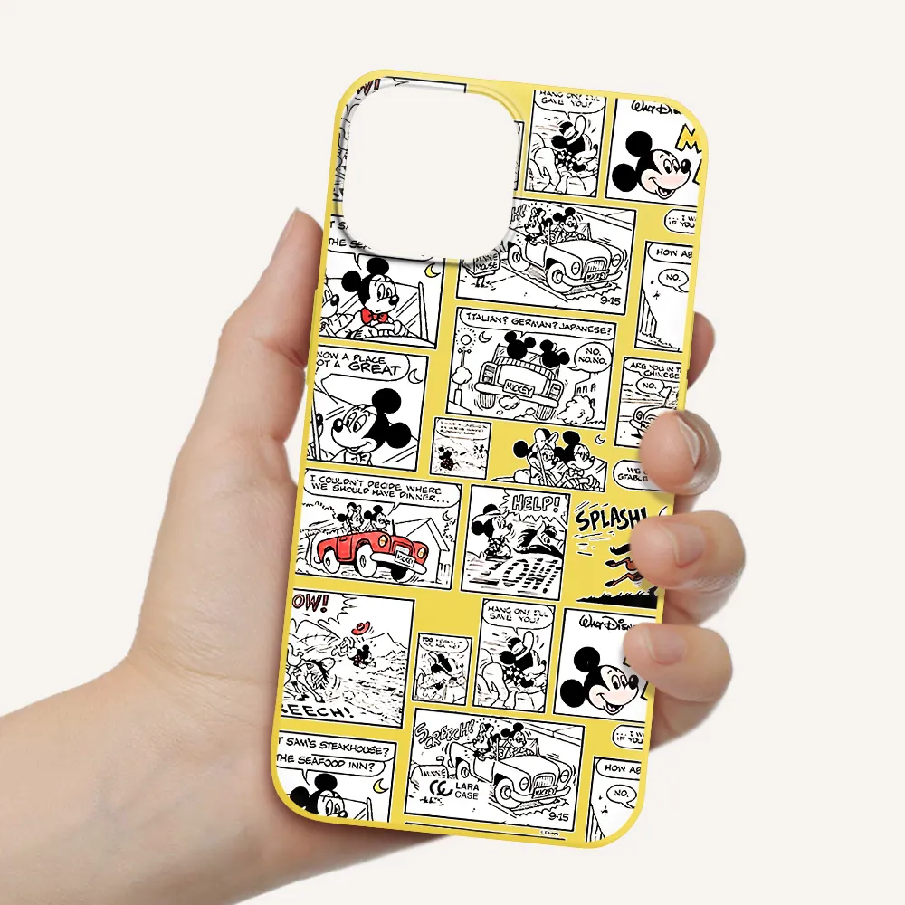 mickey mouse comic strip Apple iPhone 13 mini Silicone canary yellow Case
