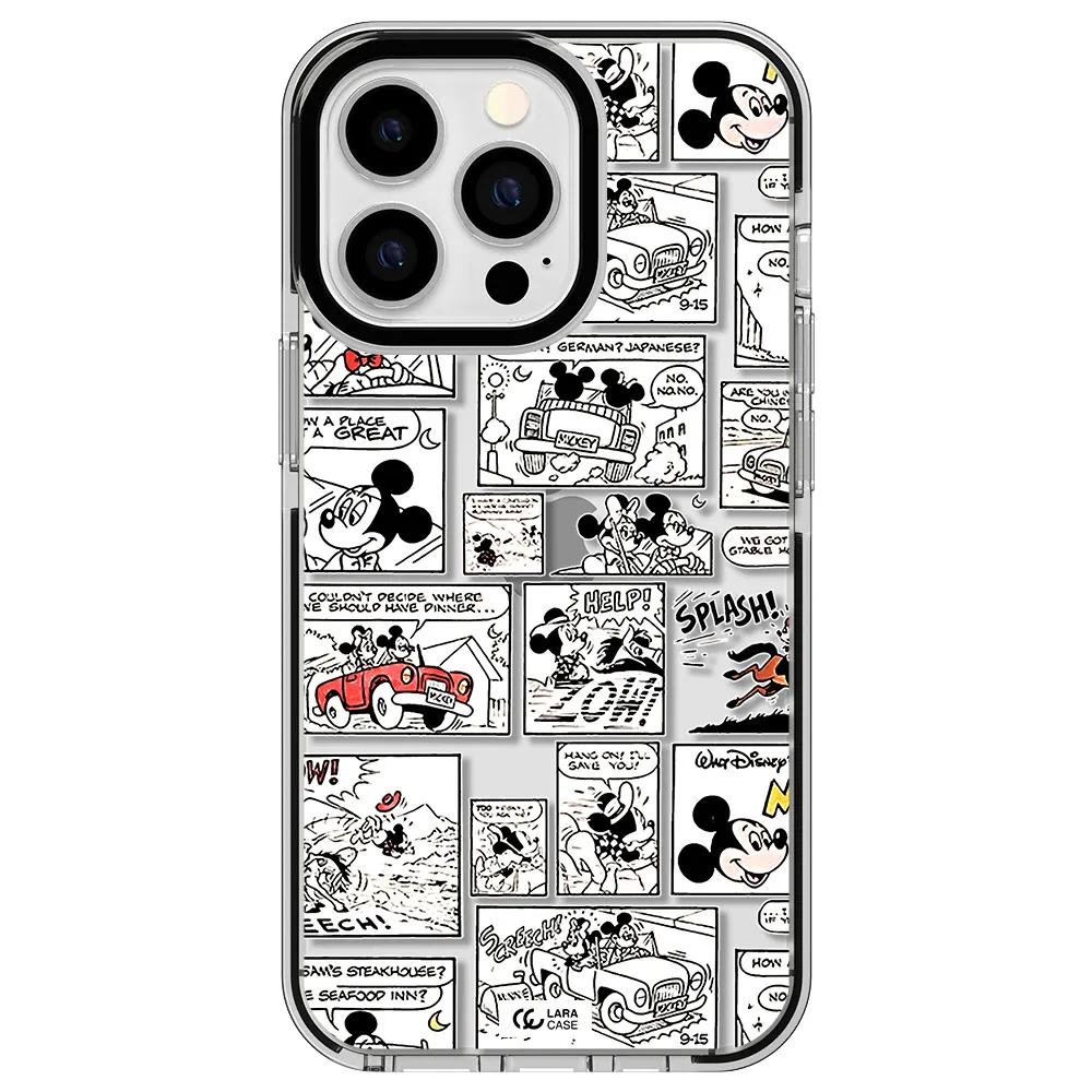 mickey mouse comic strip Apple iPhone 13 Pro impact black border Case