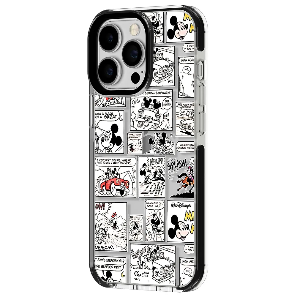 mickey mouse comic strip Apple iPhone 13 Pro impact black border Case