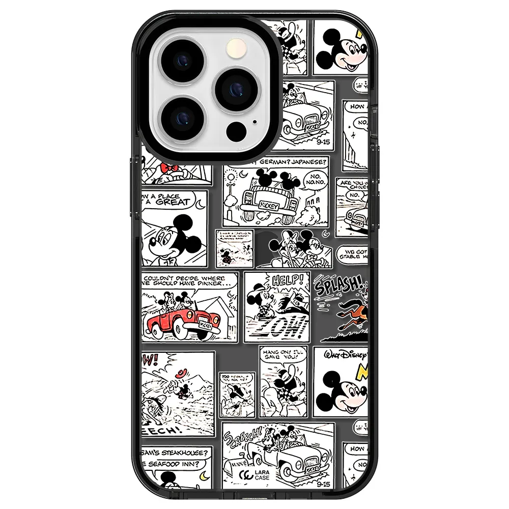 mickey mouse comic strip Apple iPhone 13 Pro impact Smoke Black Case