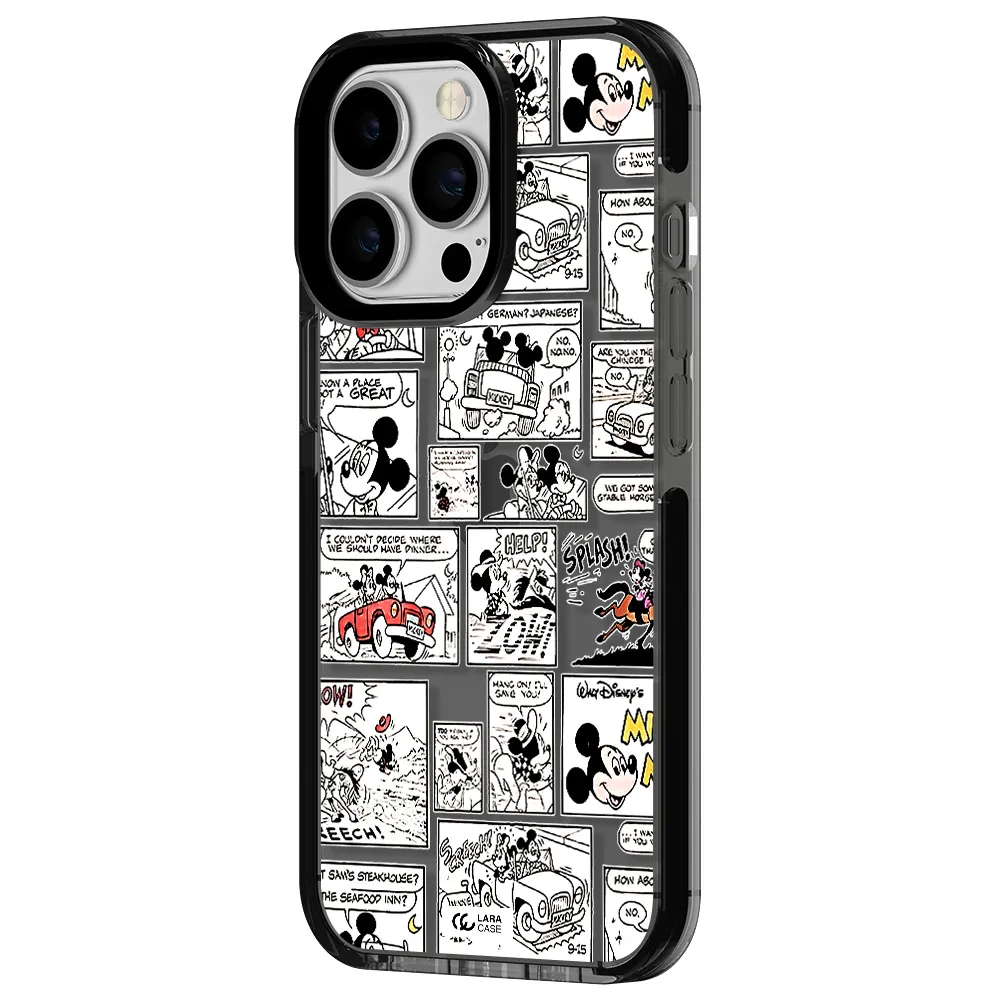 mickey mouse comic strip Apple iPhone 13 Pro impact Smoke Black Case