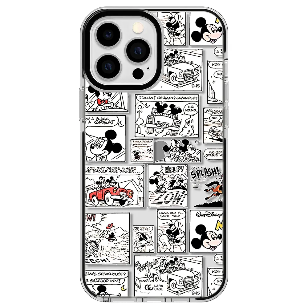 mickey mouse comic strip Apple iPhone 13 Pro Max impact black border Case