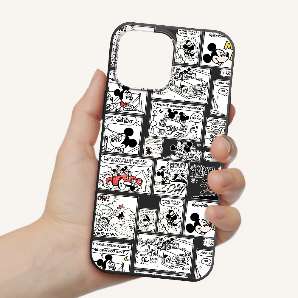 mickey mouse comic strip Apple iPhone 13 Pro Max Silicone black Case