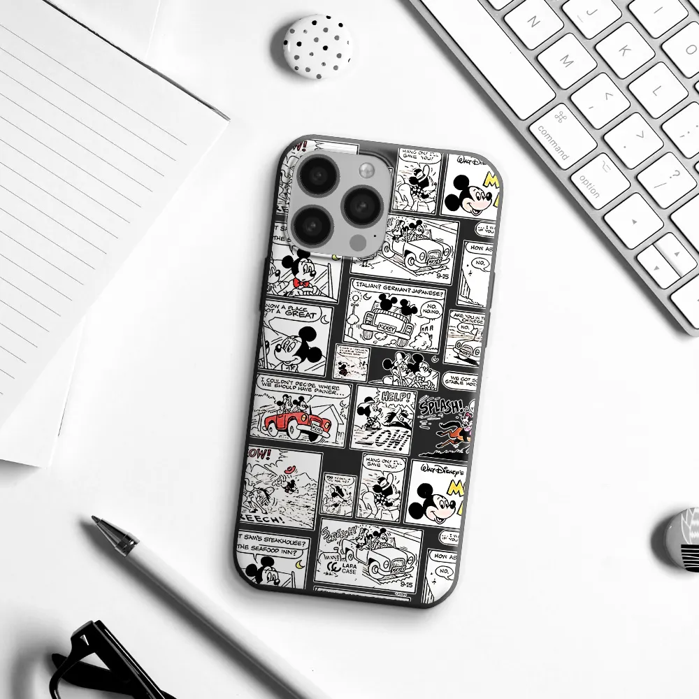 mickey mouse comic strip Apple iPhone 13 Pro Max Silicone black Case