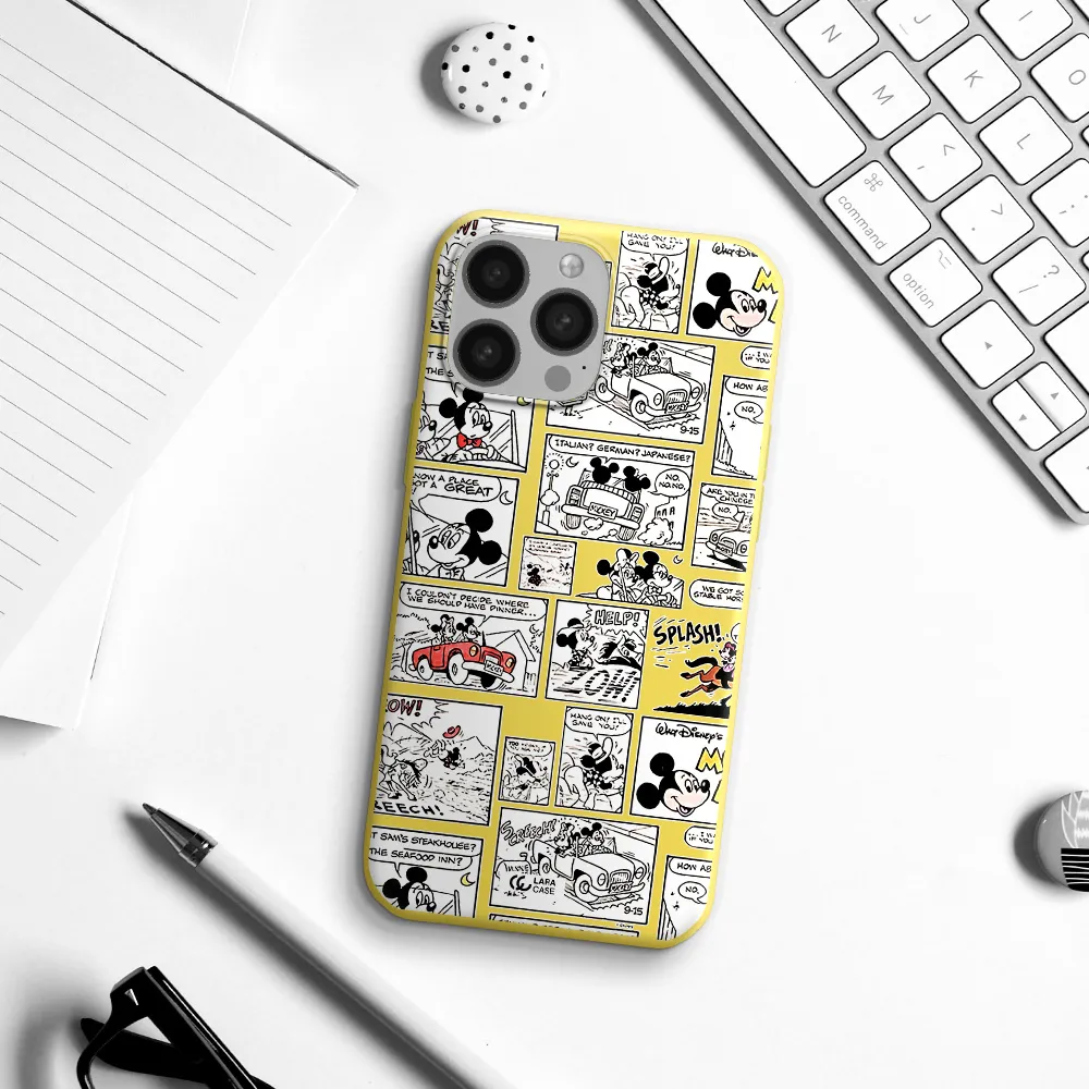 mickey mouse comic strip Apple iPhone 13 Pro Max Silicone canary yellow Case