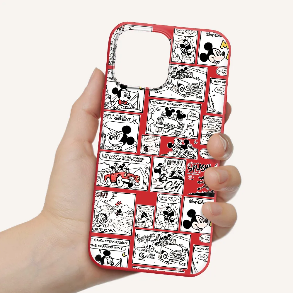 mickey mouse comic strip Apple iPhone 13 Pro Max Silicone Imperial Red Case